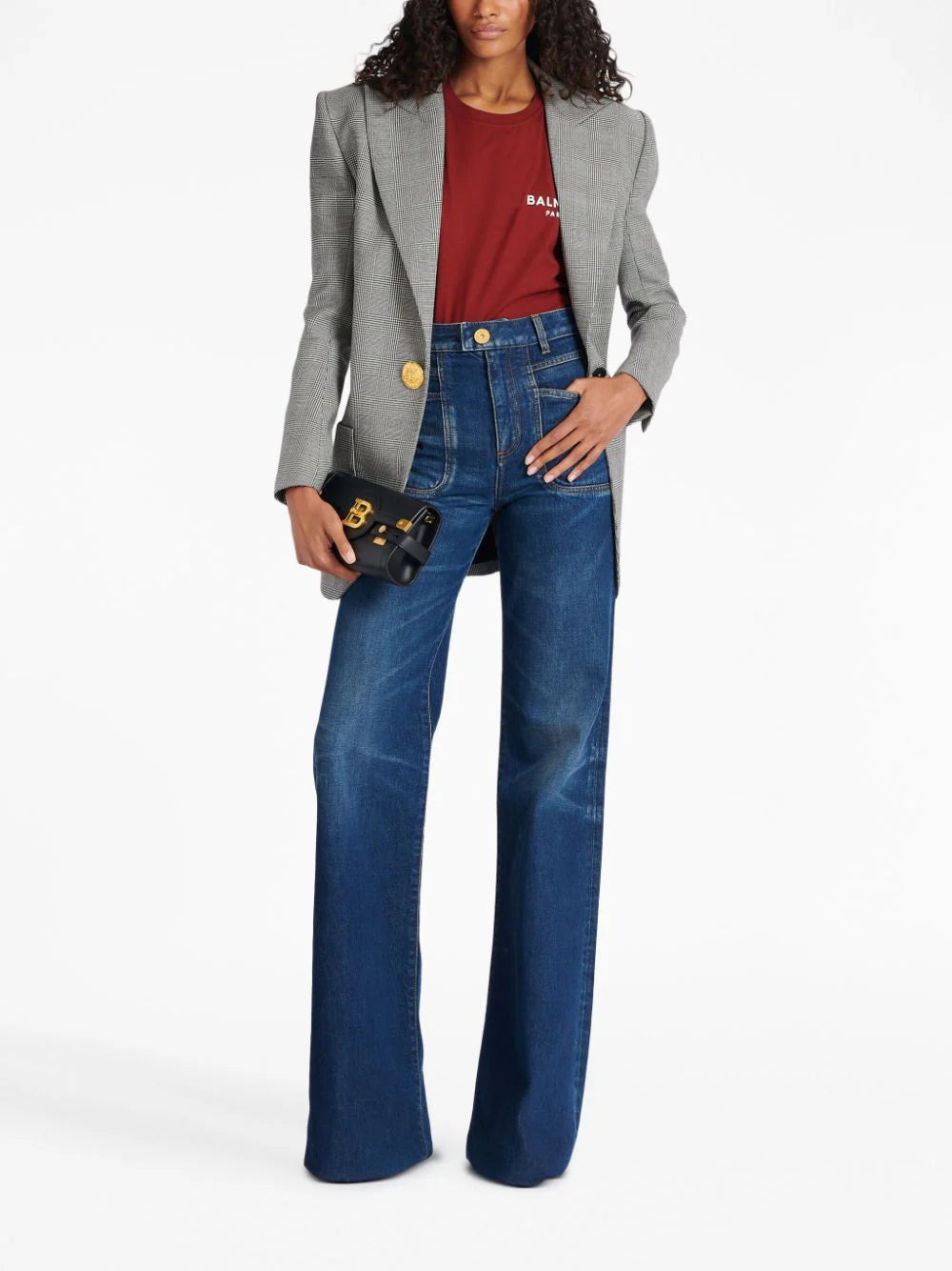 Balmain flocked-logo organic-cotton T-shirt - Image 2