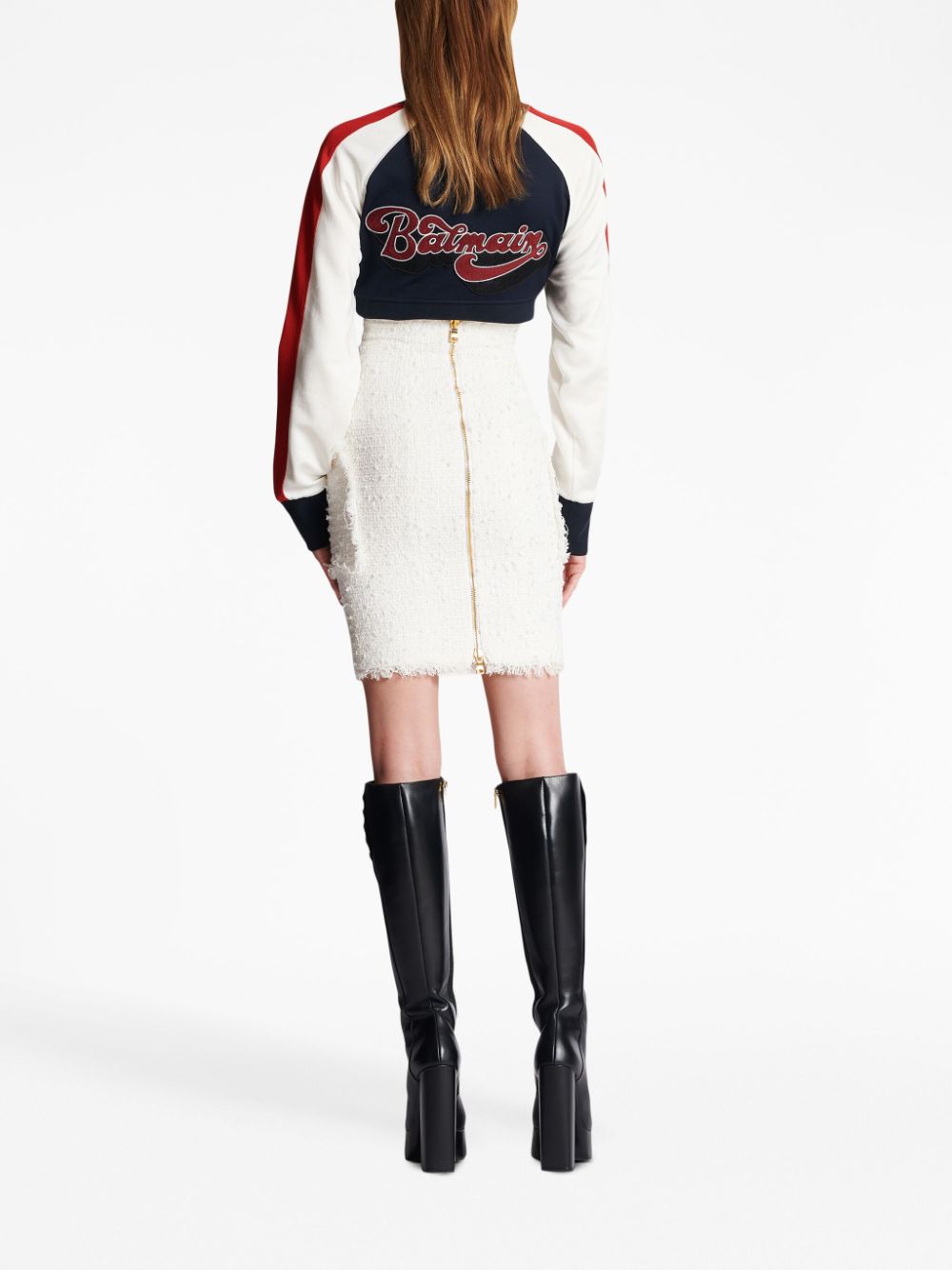 Balmain button-detail tweed pencil skirt - Image 4