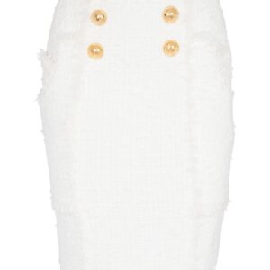 Balmain  button-detail tweed pencil skirt