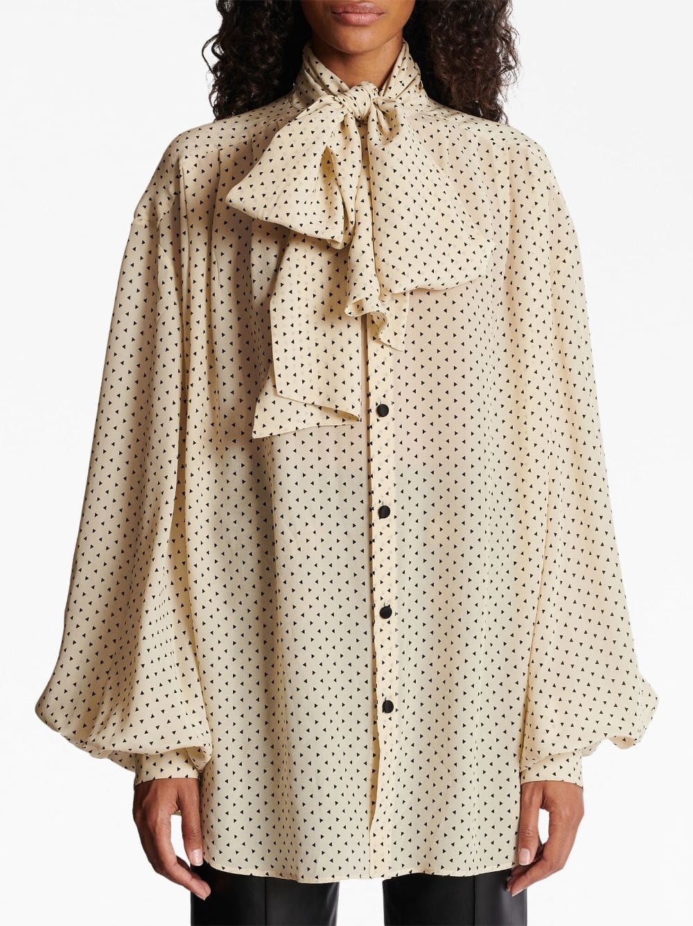 Balmain printed pussy bow silk blouse - Image 5