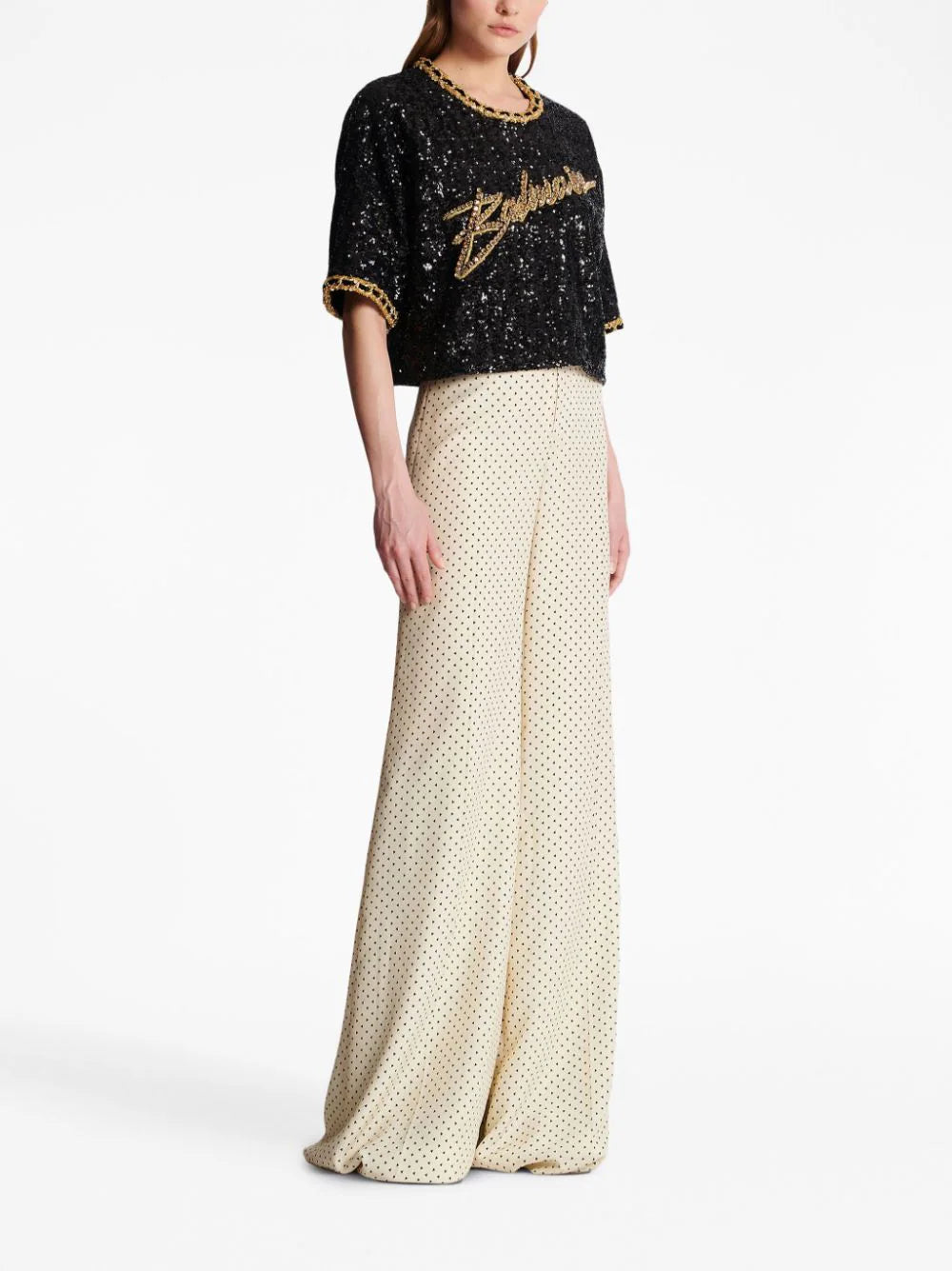Balmain logo-embroidery sequin top - Image 3