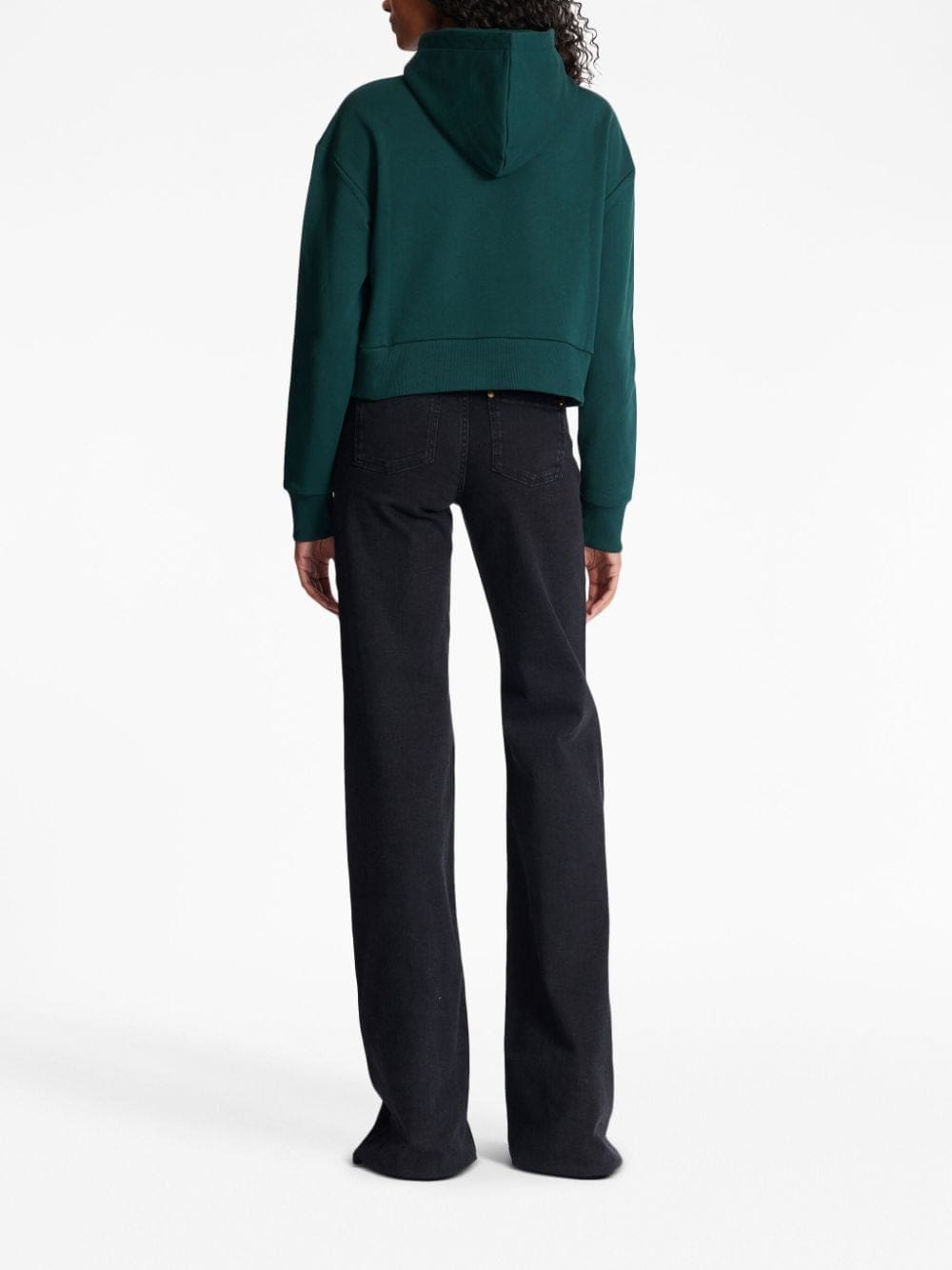 Balmain flocked-logo cropped hoodie - Image 4