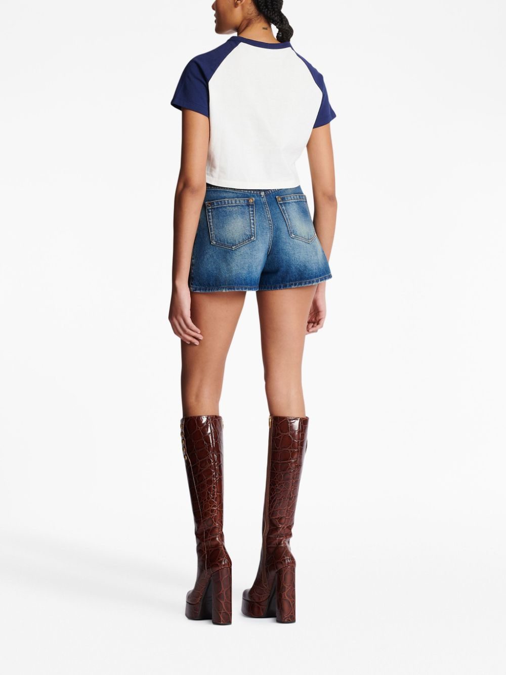 Balmain logo-print cropped T-shirt - Image 4