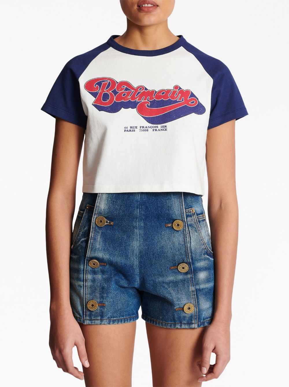 Balmain logo-print cropped T-shirt - Image 5