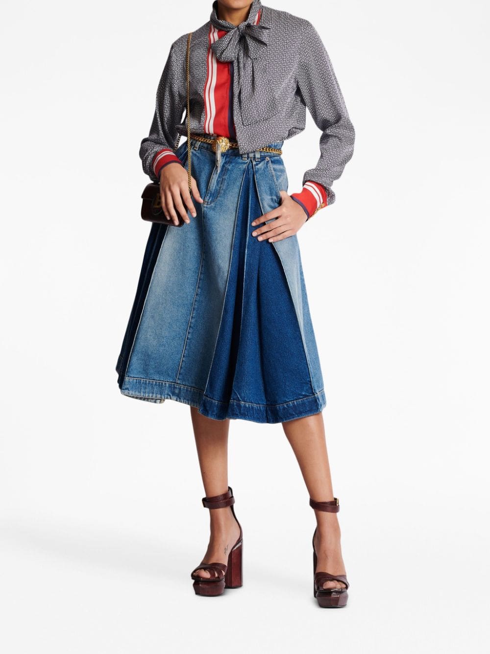 Balmain pussy-bow monogram-printed shirt - Image 2