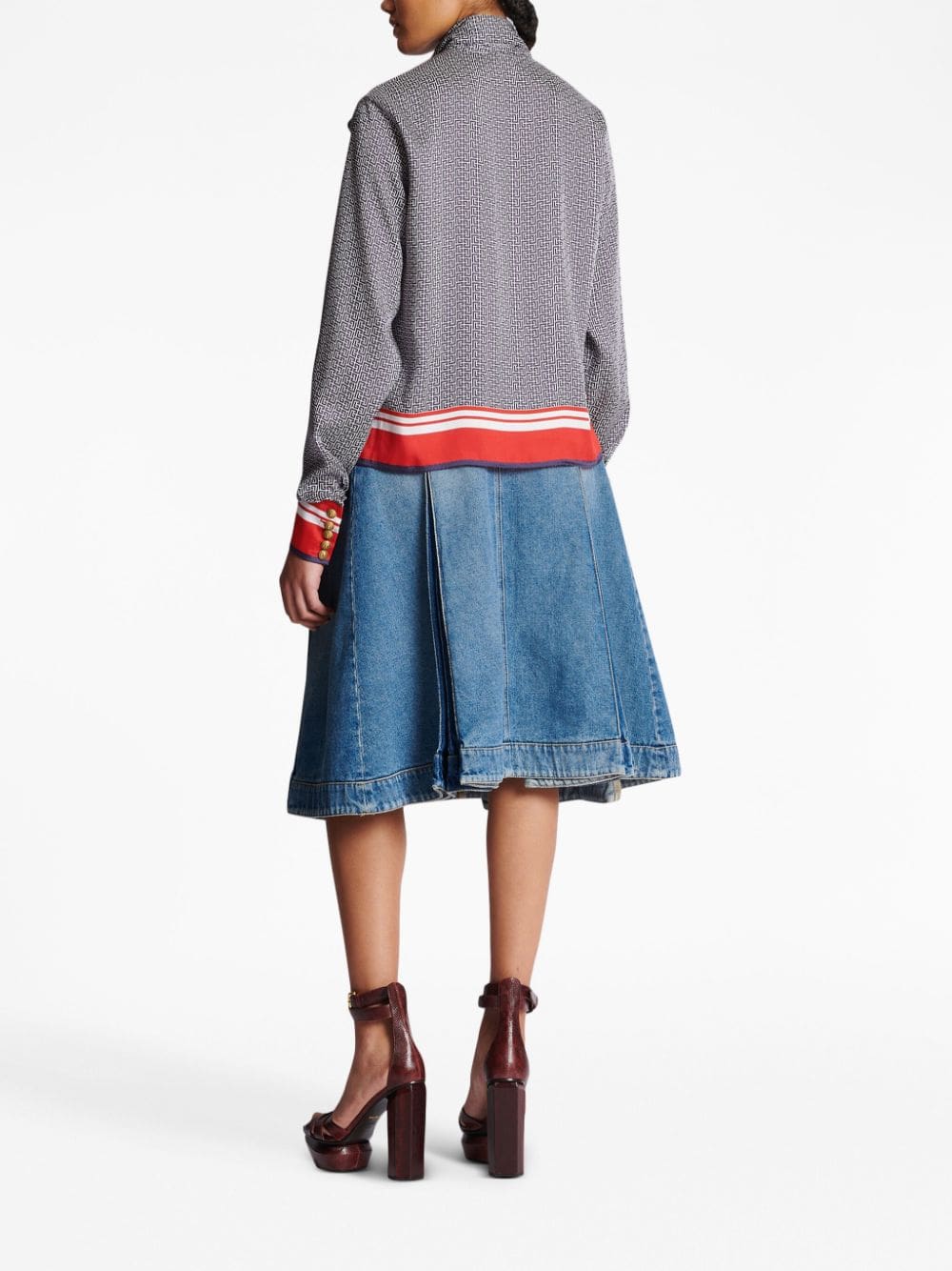 Balmain pussy-bow monogram-printed shirt - Image 4