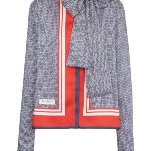 Balmain pussy-bow monogram-printed shirt