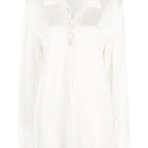 Off-White satin long-sleeve shirt