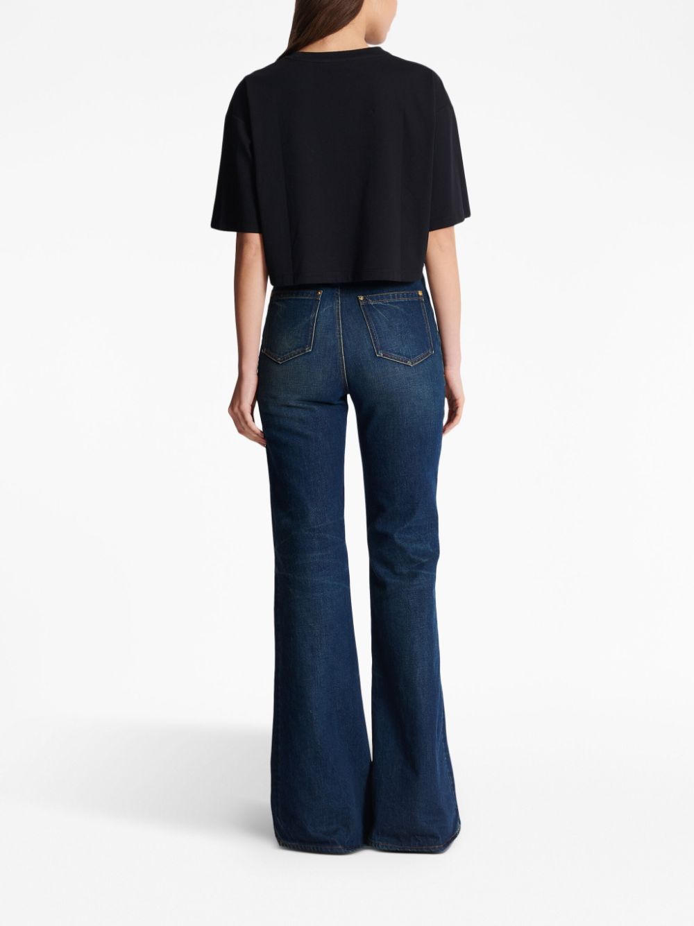 Balmain logo-print cropped T-shirt - Image 4
