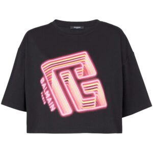 Balmain  logo-print cropped T-shirt