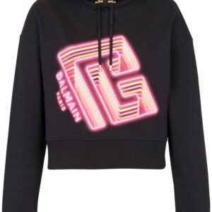 Balmain logo-print cotton hoodie