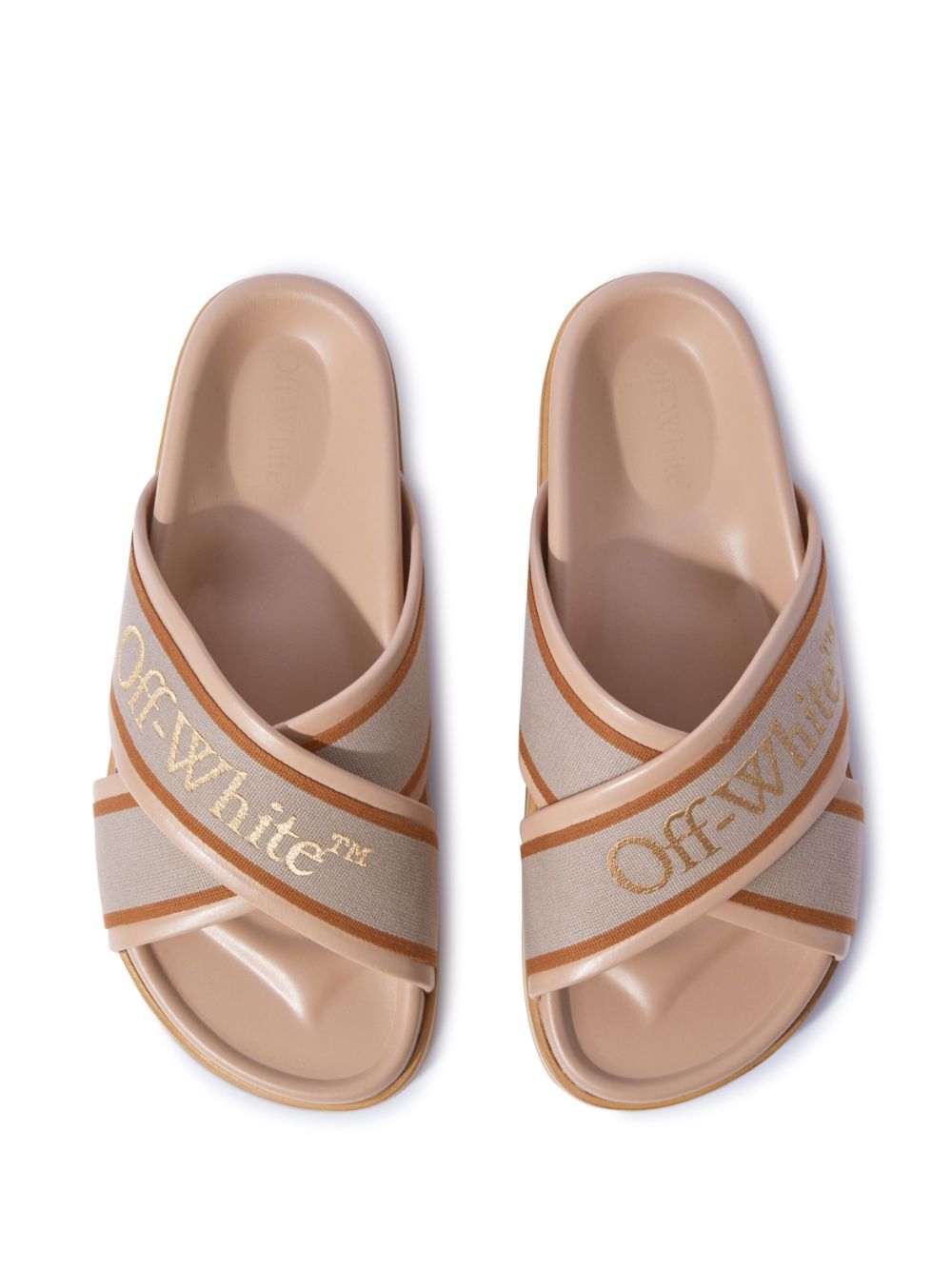 Off-White criss-cross leather slides - Image 4