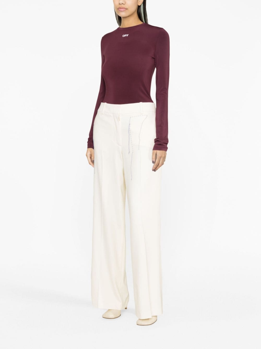 Off-White logo-print fitted top - Image 4