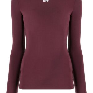 Off-White logo-print fitted top