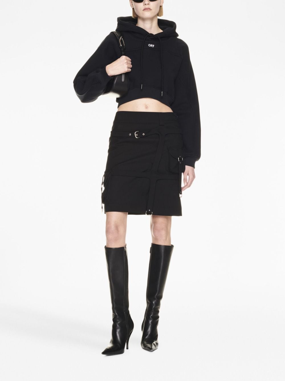 Off-White logo-print cropped hoodie - Image 2