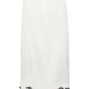 Prada  lace-trimmed satin midi skirt