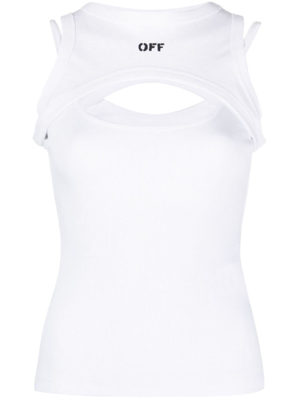 Off-White logo-print cut-out tank top