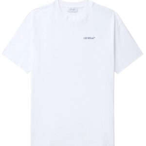 Off-White  Diag-stripe embroidered cotton T-shirt