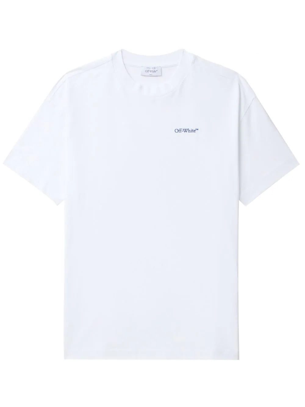 Off-White Diag-stripe embroidered cotton T-shirt