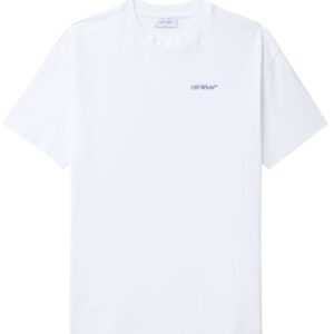 Off-White Diag-stripe embroidered cotton T-shirt