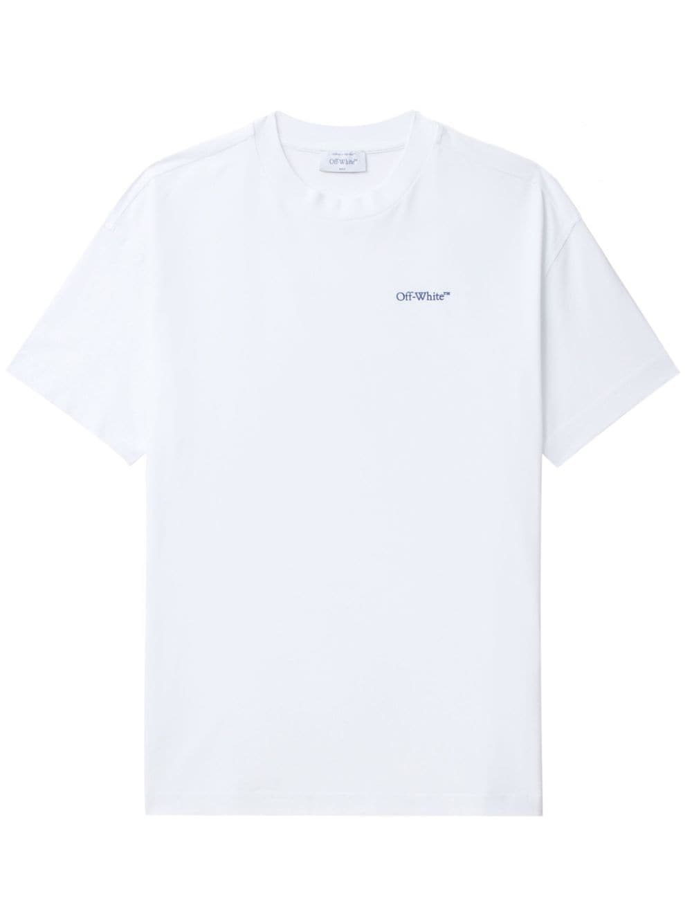 Off-White Diag-stripe embroidered cotton T-shirt