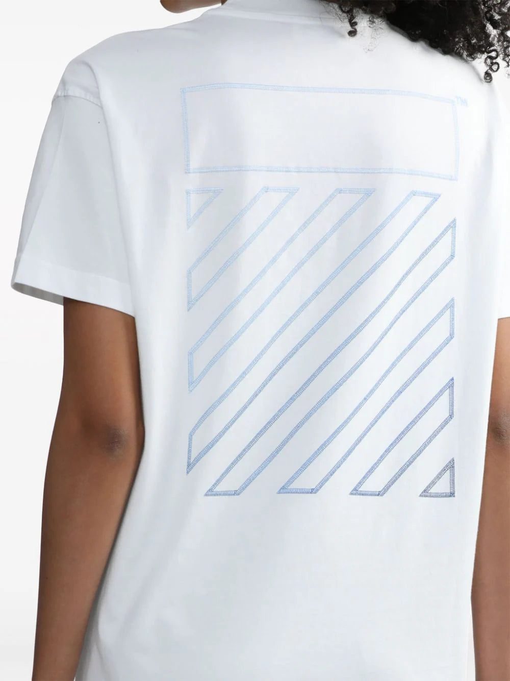 Off-White Diag-stripe embroidered cotton T-shirt - Image 4