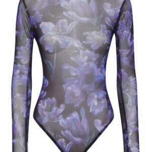 Philipp Plein floral-print long-sleeved bodysuit