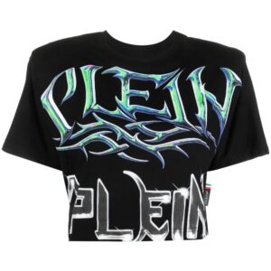 Philipp Plein  logo-print padded-shoulder T-shirt