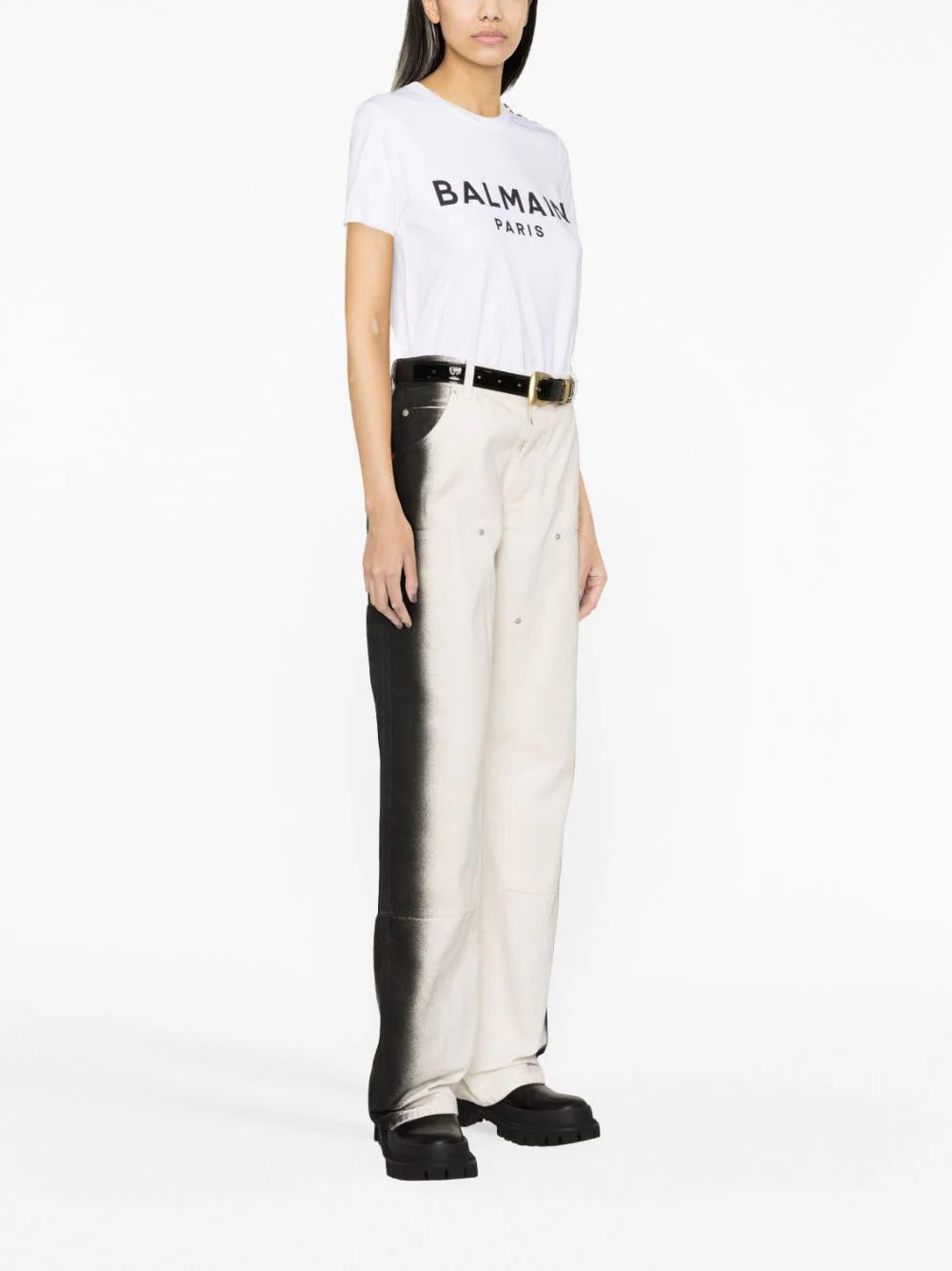 Balmain button-embellished logo-print T-shirt - Image 4