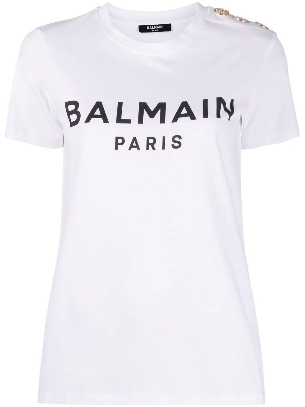 Balmain button-embellished logo-print T-shirt