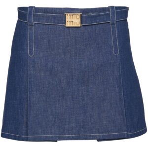 Miu Miu  denim logo mini skirt