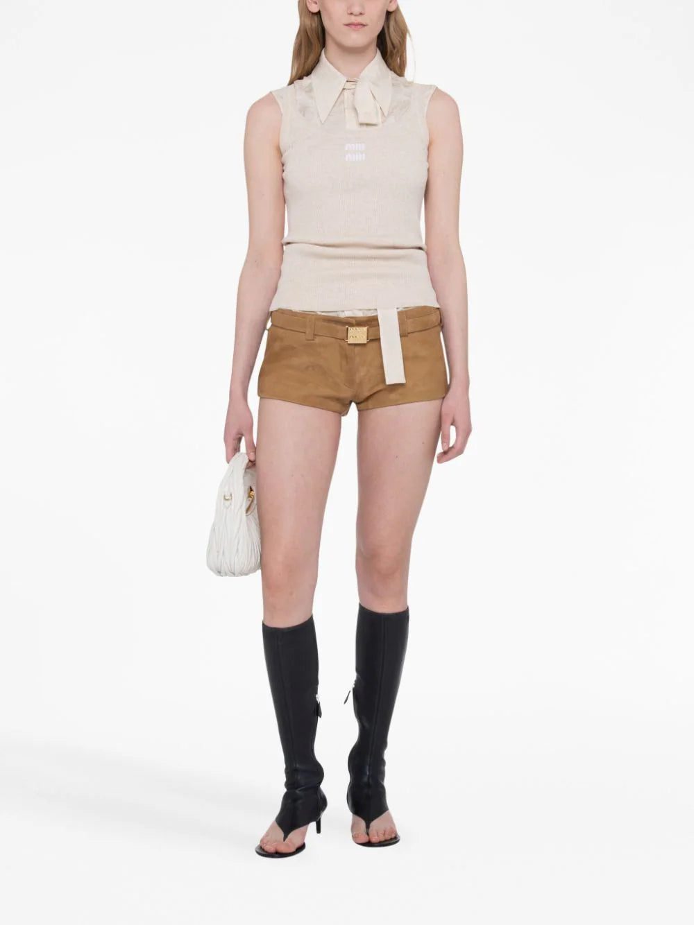 Miu Miu logo-embroidered cotton tank top - Image 2