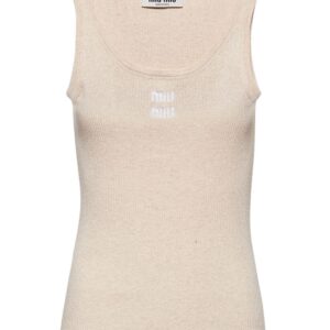 Miu Miu logo-embroidered cotton tank top