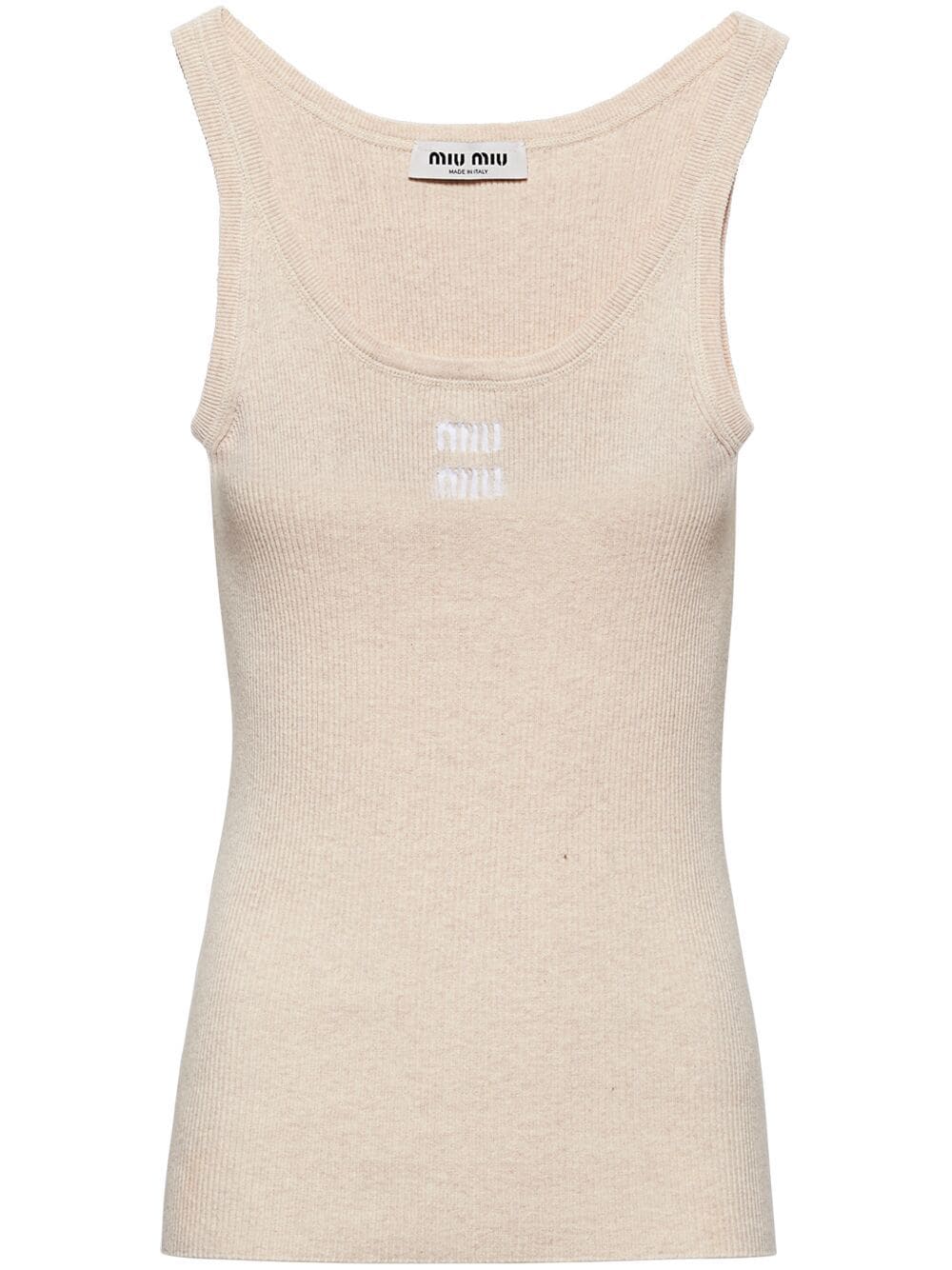 Miu Miu logo-embroidered cotton tank top