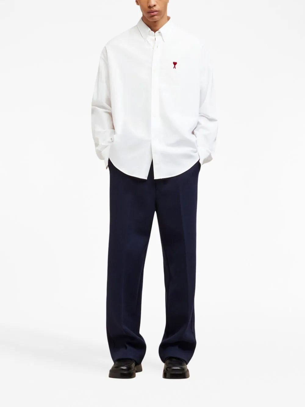 AMI Paris logo-embroidered poplin shirt - Image 3