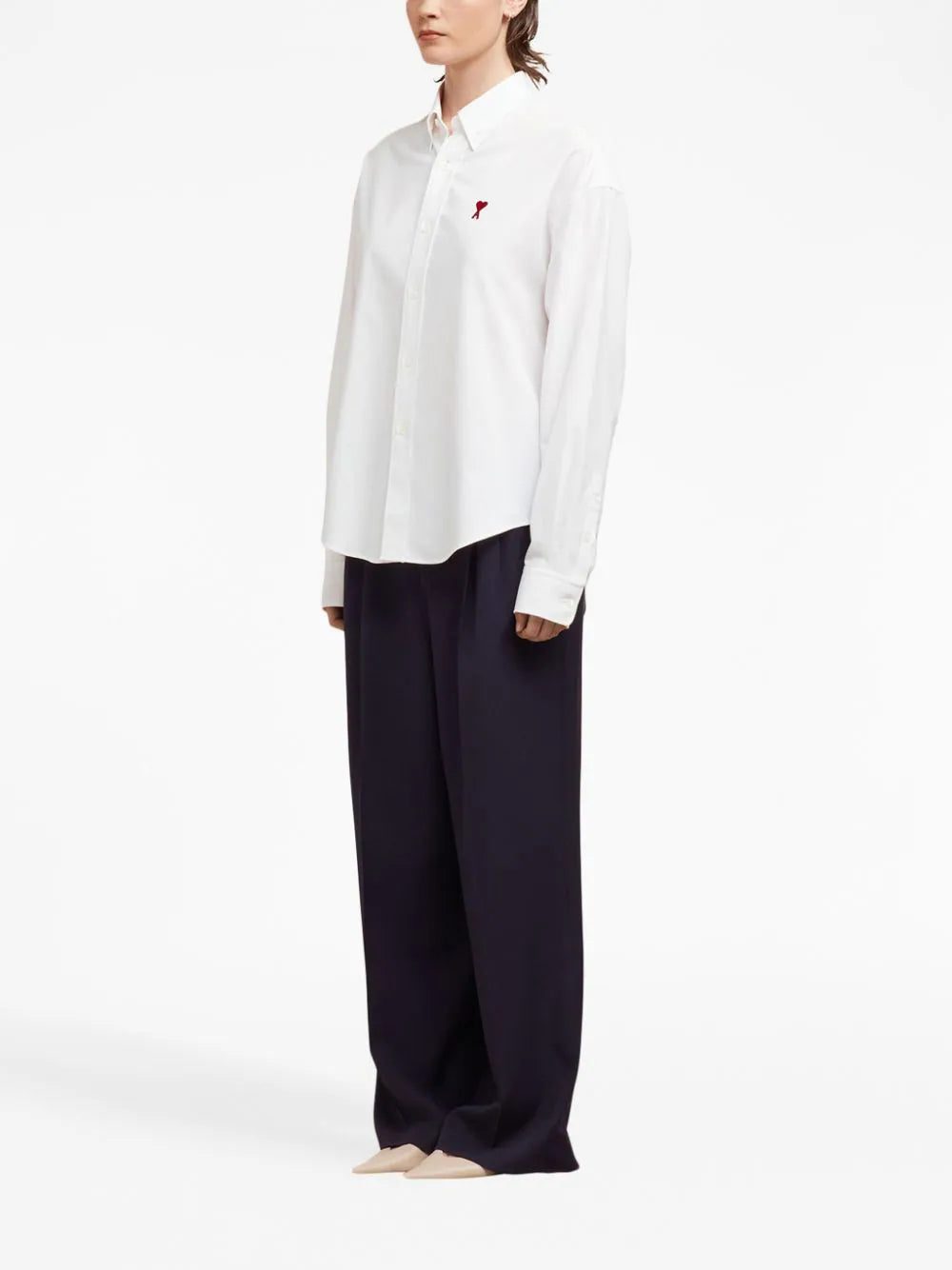 AMI Paris logo-embroidered poplin shirt - Image 2