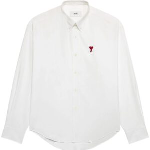 AMI Paris  logo-embroidered poplin shirt