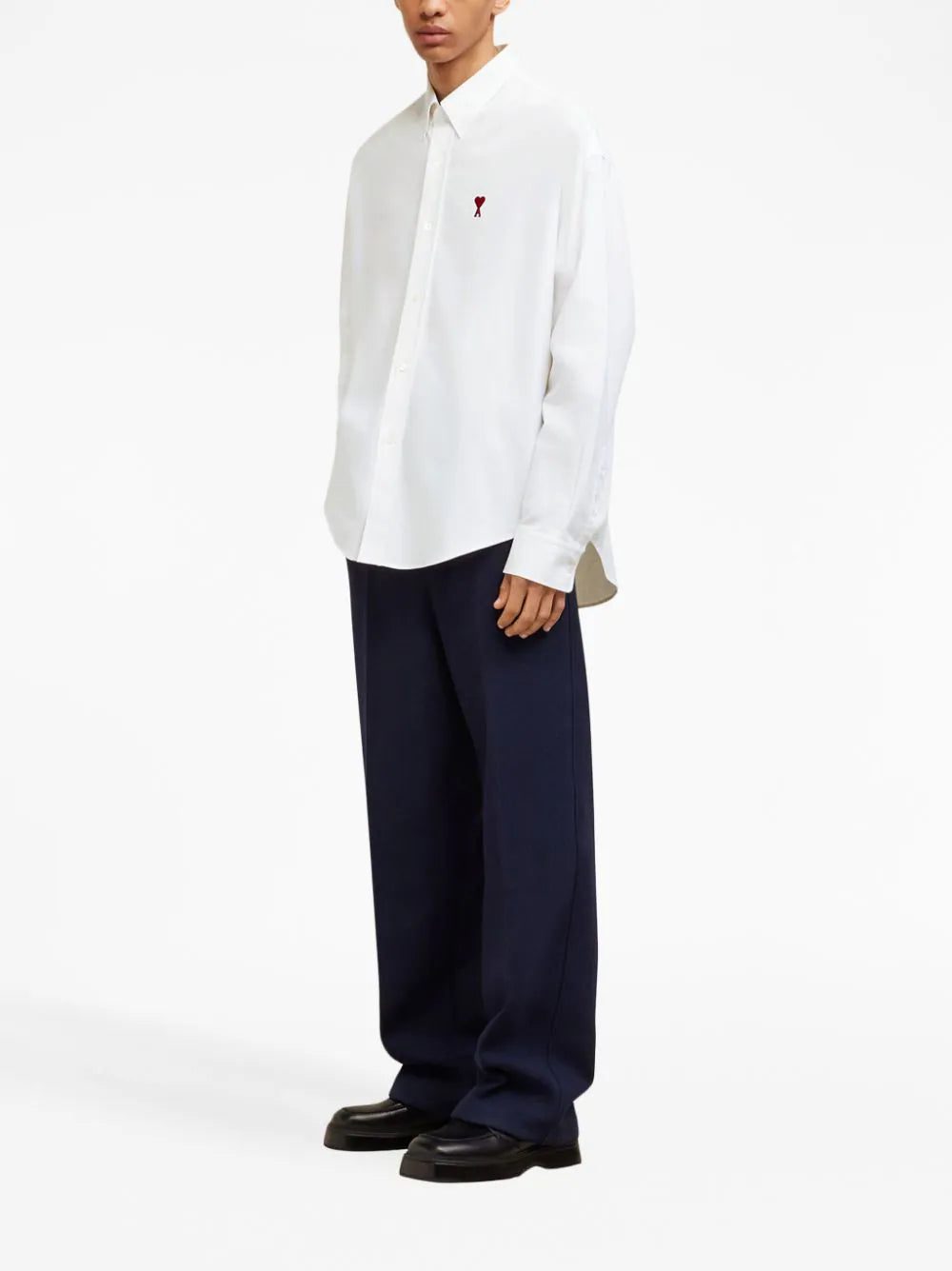 AMI Paris logo-embroidered poplin shirt - Image 4