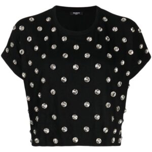 Balmain crystal-embellished cotton T-shirt