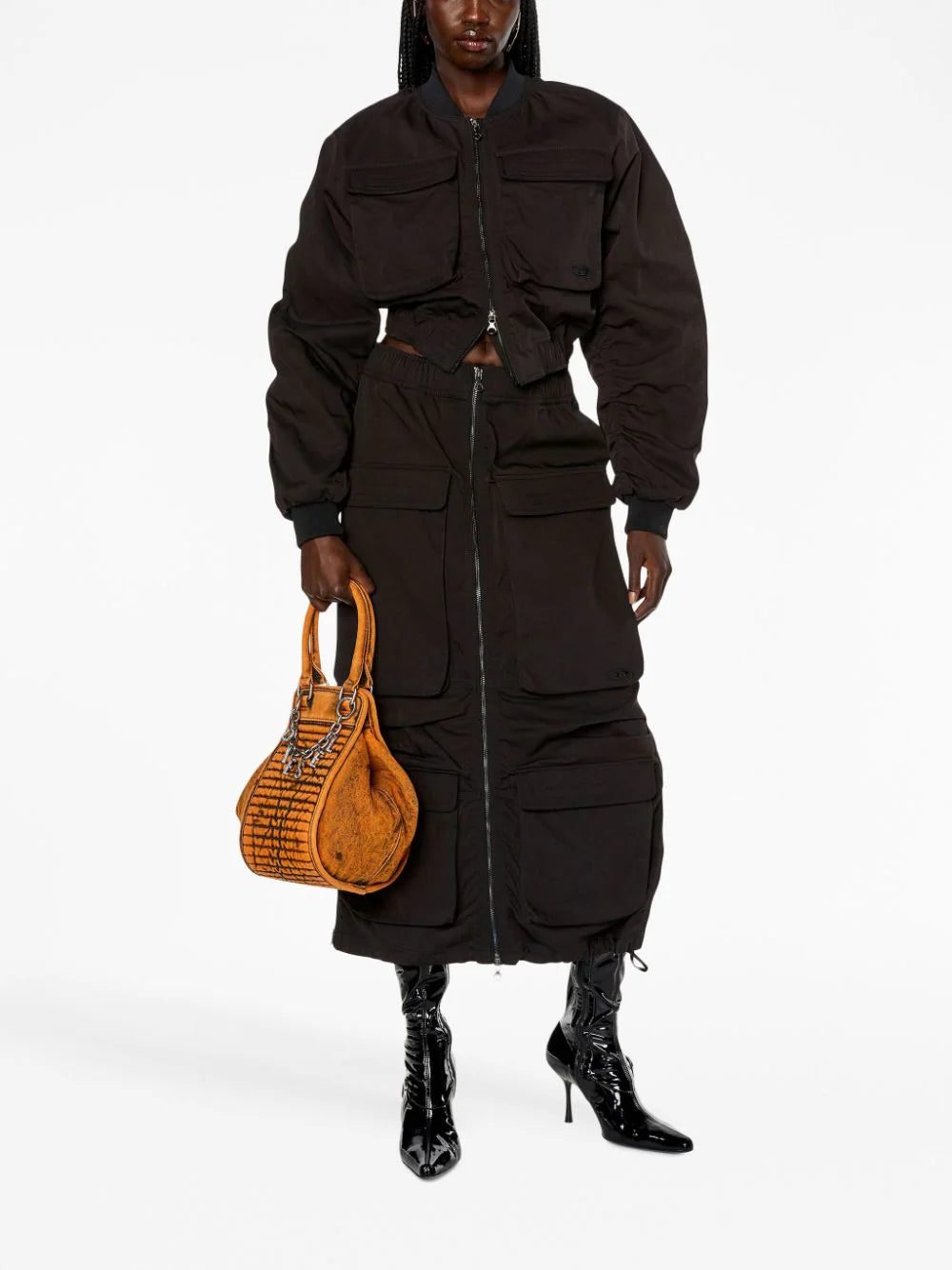 Diesel O-Mirt cargo-pocket elasticated midi skirt - Image 2