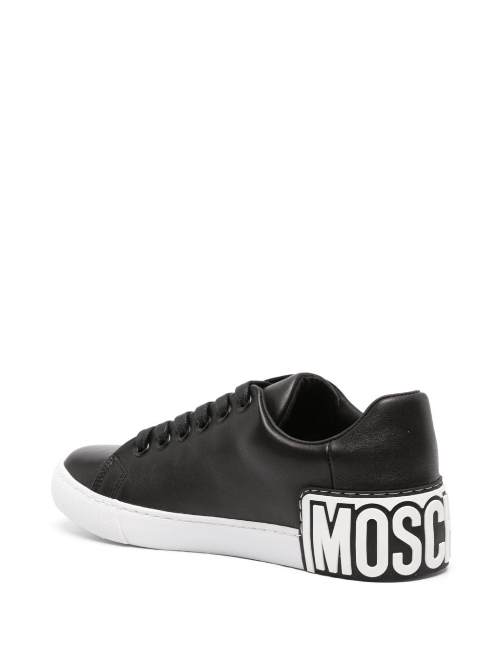 Moschino logo-embossed leather sneakers - Image 3