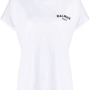 Balmain flocked-logo cotton T-shirt