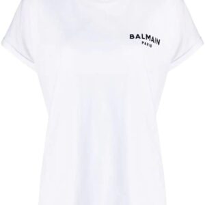 Balmain  flocked logo cotton T-shirt