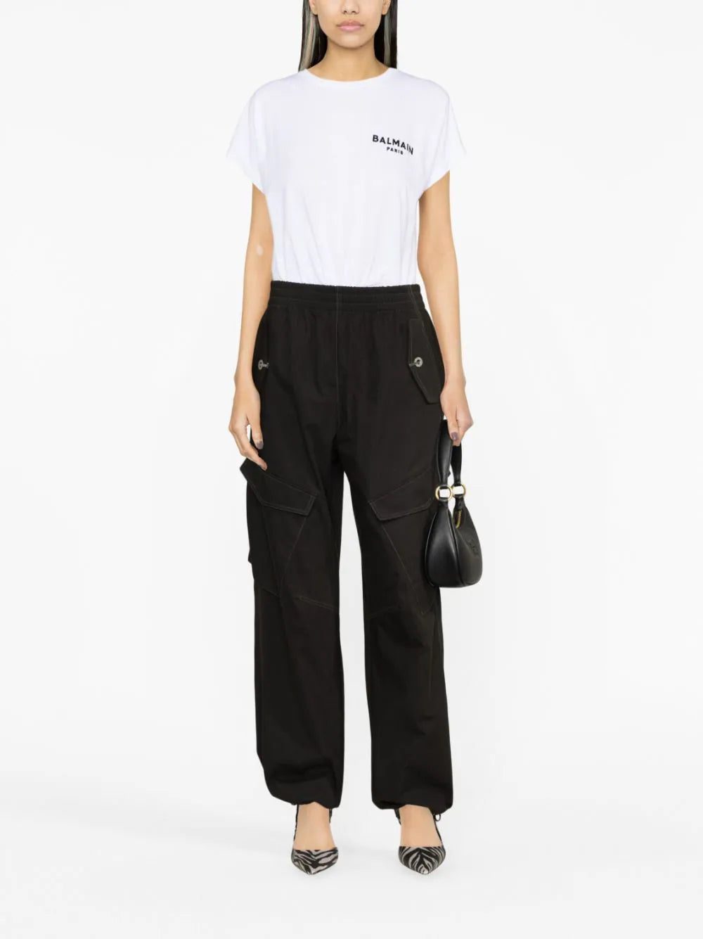 Balmain flocked logo cotton T-shirt - Image 2