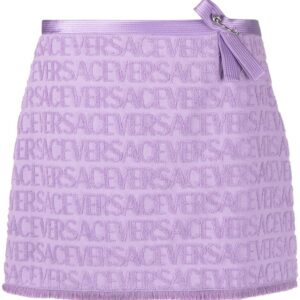 Versace  x Dua Lipa logo-jacquard miniskirt