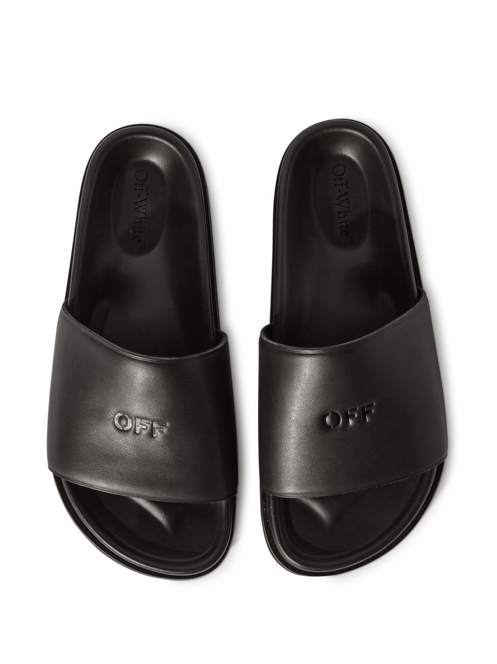 Off-White logo-debossed leather slides - Image 4