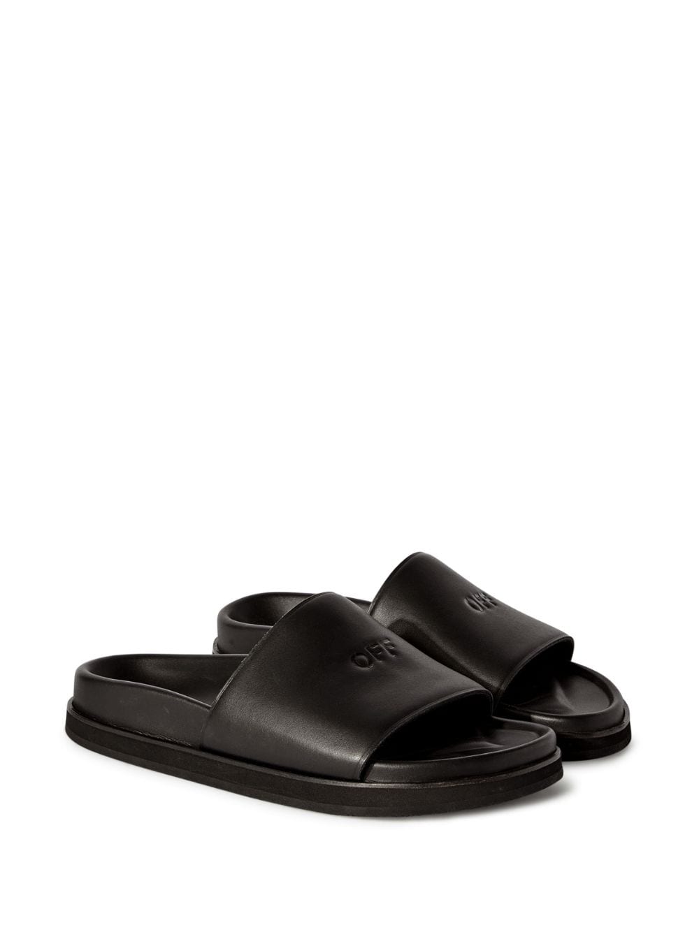Off-White logo-debossed leather slides - Image 2
