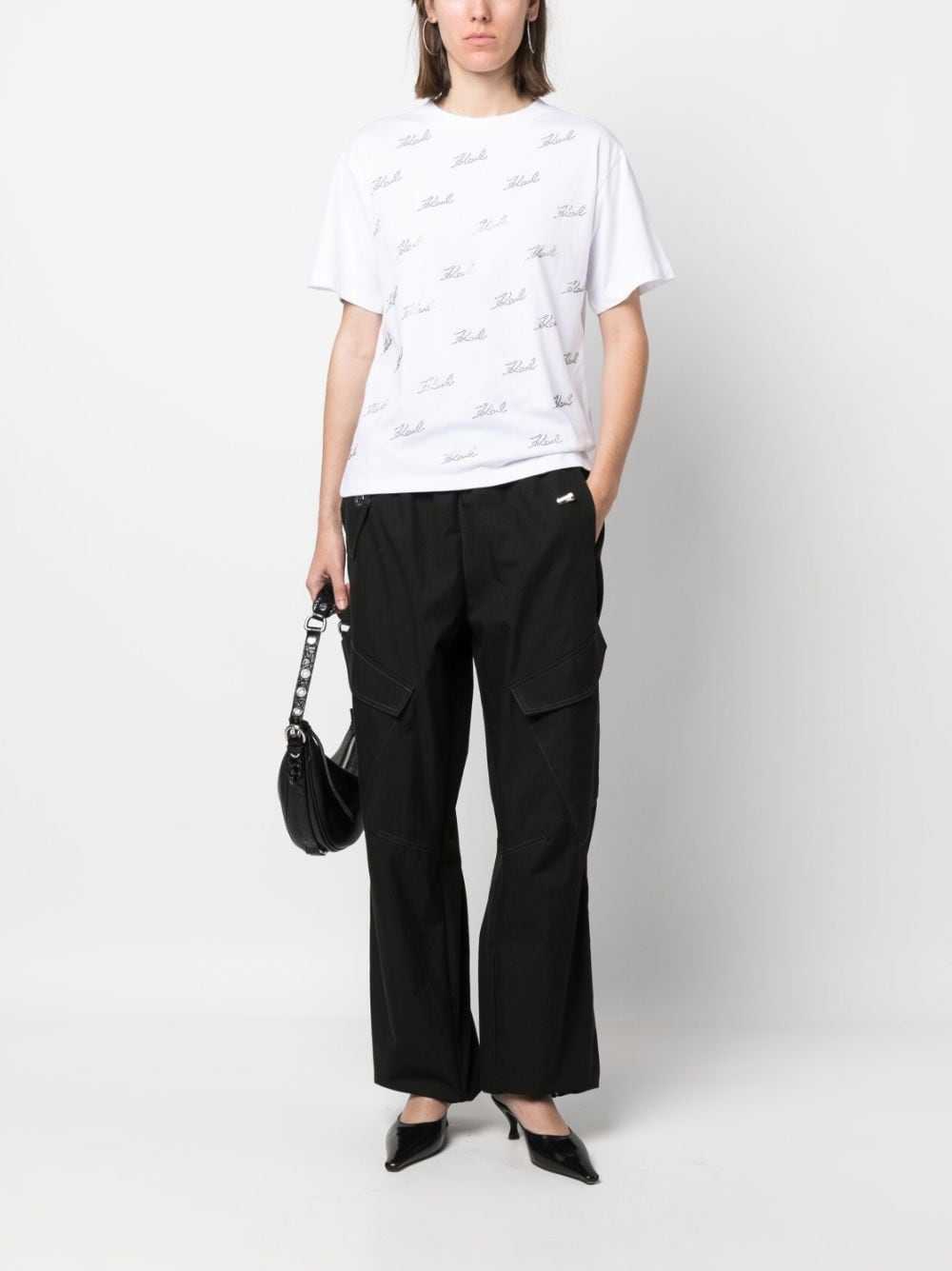 Karl Lagerfeld Rhinestone Karl organic cotton T-shirt - Image 2