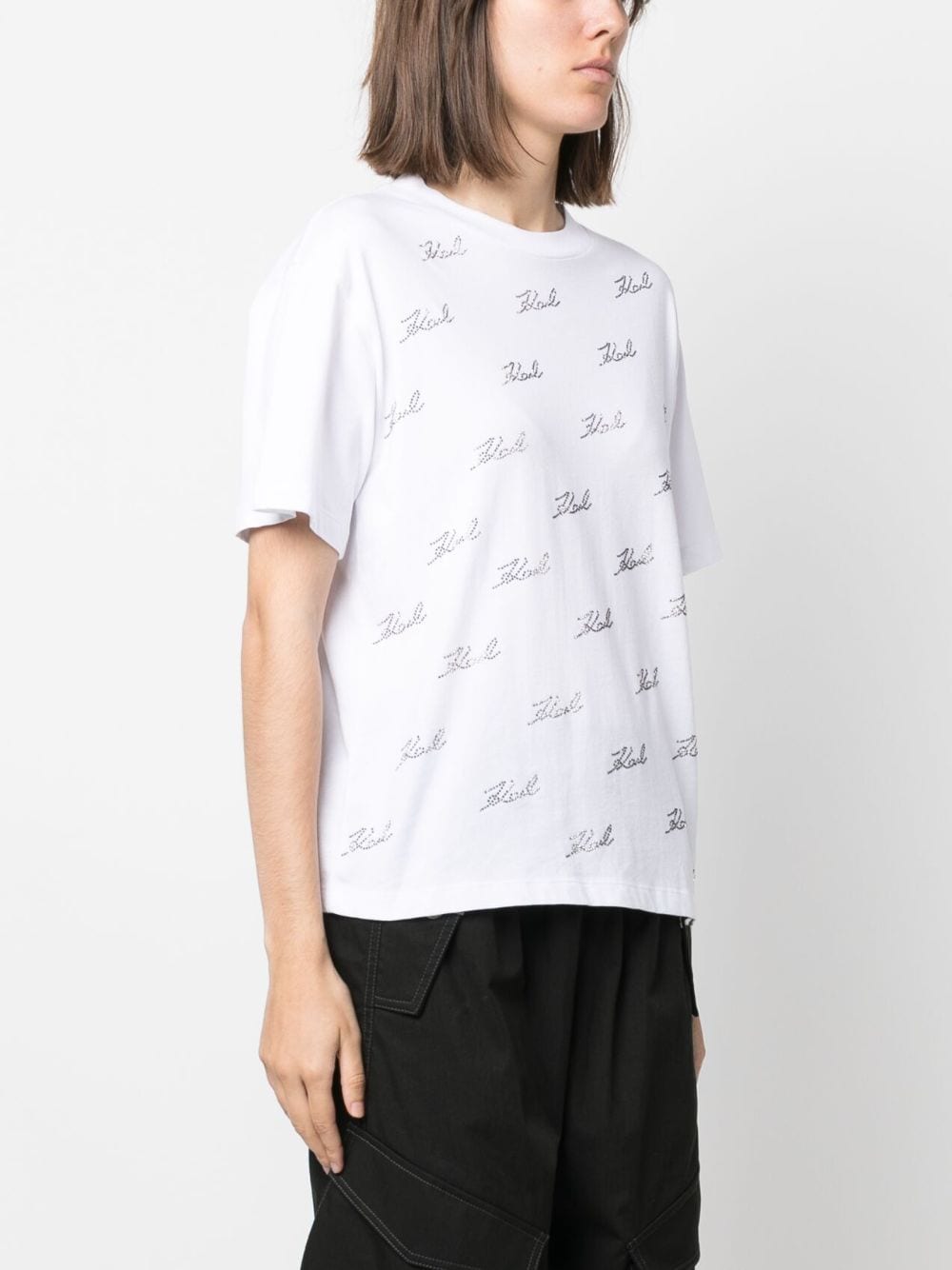 Karl Lagerfeld Rhinestone Karl organic cotton T-shirt - Image 3