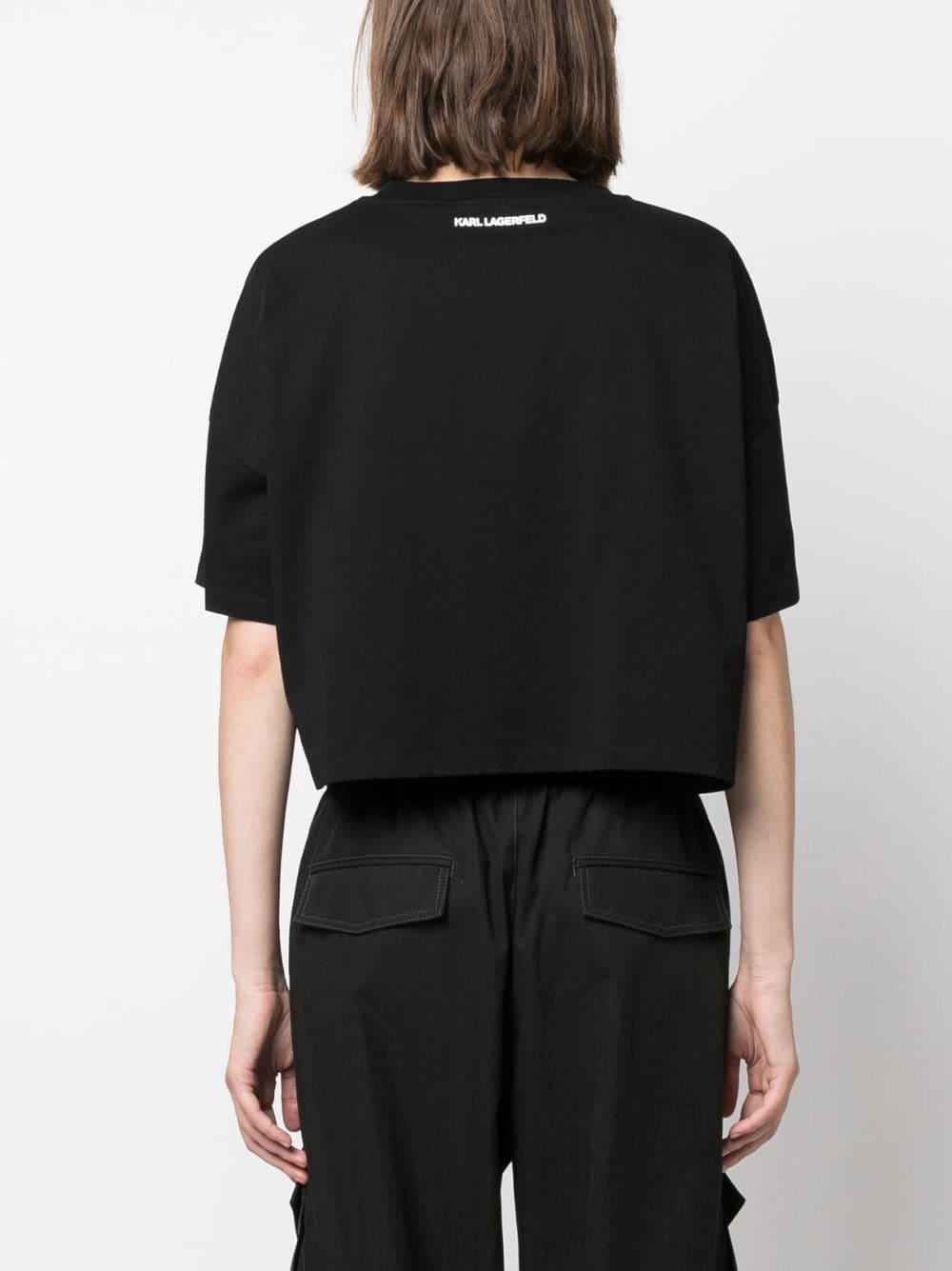 Karl Lagerfeld logo-print organic-cotton cropped T-shirt - Image 4
